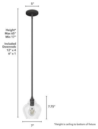 Hunter 7" Dunshire Noble Bronze, Clear Glass 1 Light Pendant Ceiling