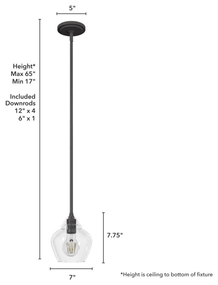 Hunter 7" Dunshire Noble Bronze, Clear Glass 1 Light Pendant Ceiling