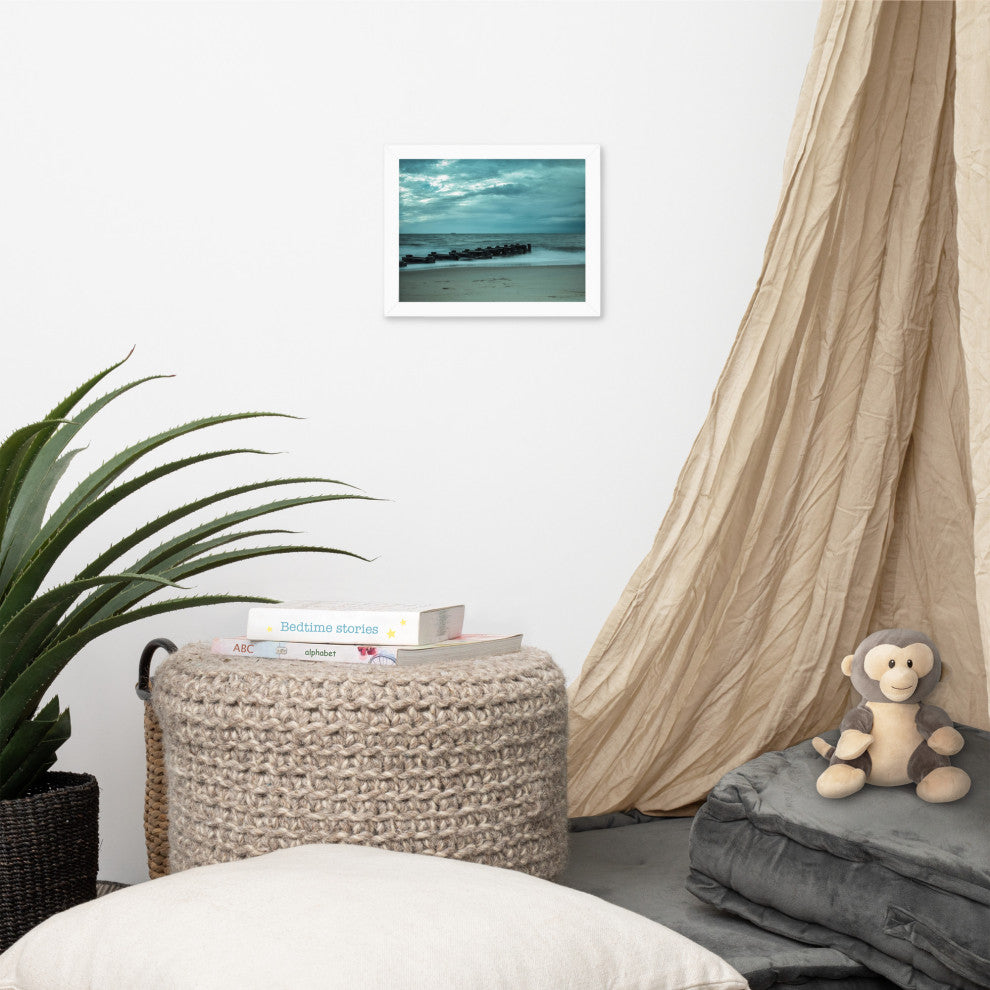Blue Morning at Rehoboth Coastal Landscape Framed Photo Paper Wall Art Prints, White, 8" X 10"