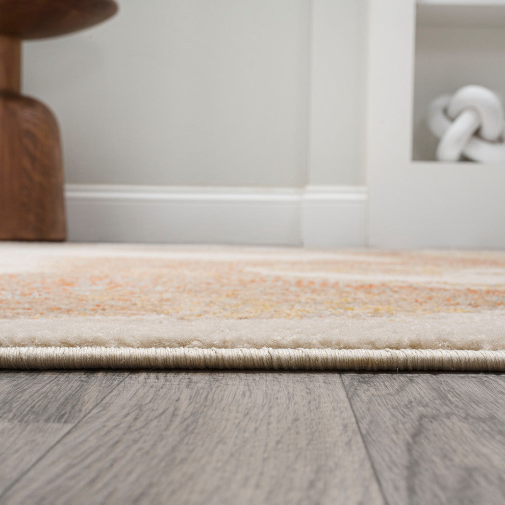 Petalo Abstract Two-Tone Modern Orange/Beige/Cream 5 ft. x 8 ft. Area Rug