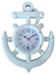 Whitewashed Ship Wheel and Anchor Wall Clock 15"