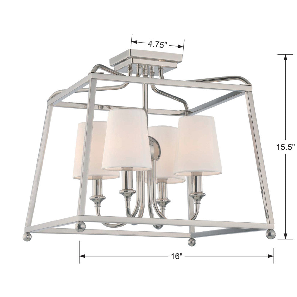 Crystorama 4 Light Polished Nickel Ceiling Mount