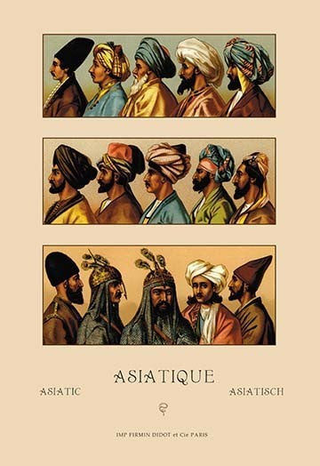 A Variety of Asiatic Head-Coverings #2 - Gallery Wrapped Canvas Art 28" x 42"
