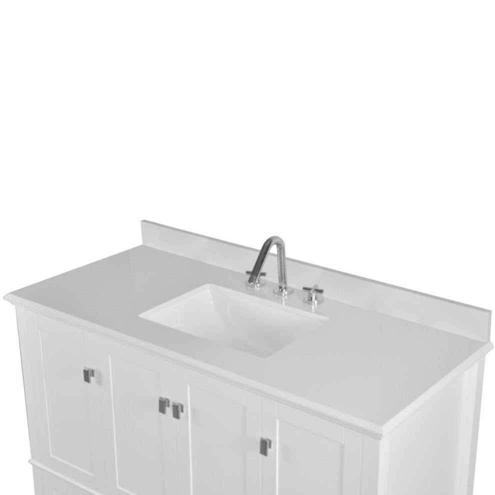 49" Single Vanity, White With Engineered Stone Top