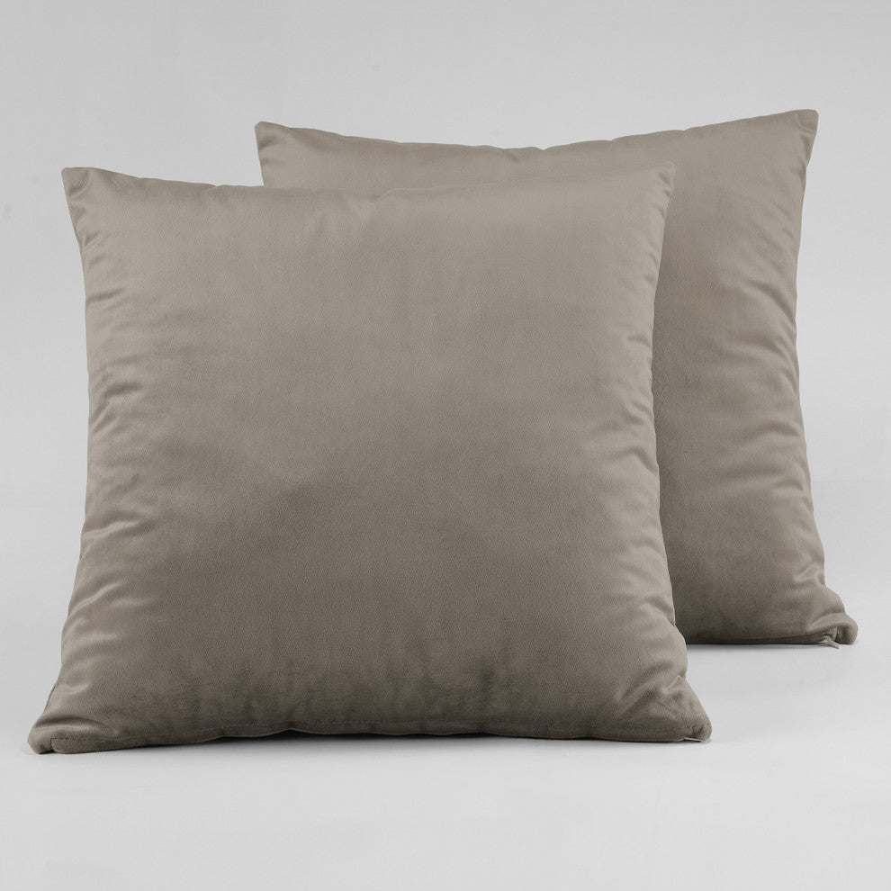 Heritage Plush Velvet Cushion Cover Pair, Gallery Taupe, 18w X 18l