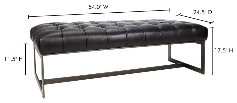Wyatt Leather Bench Black