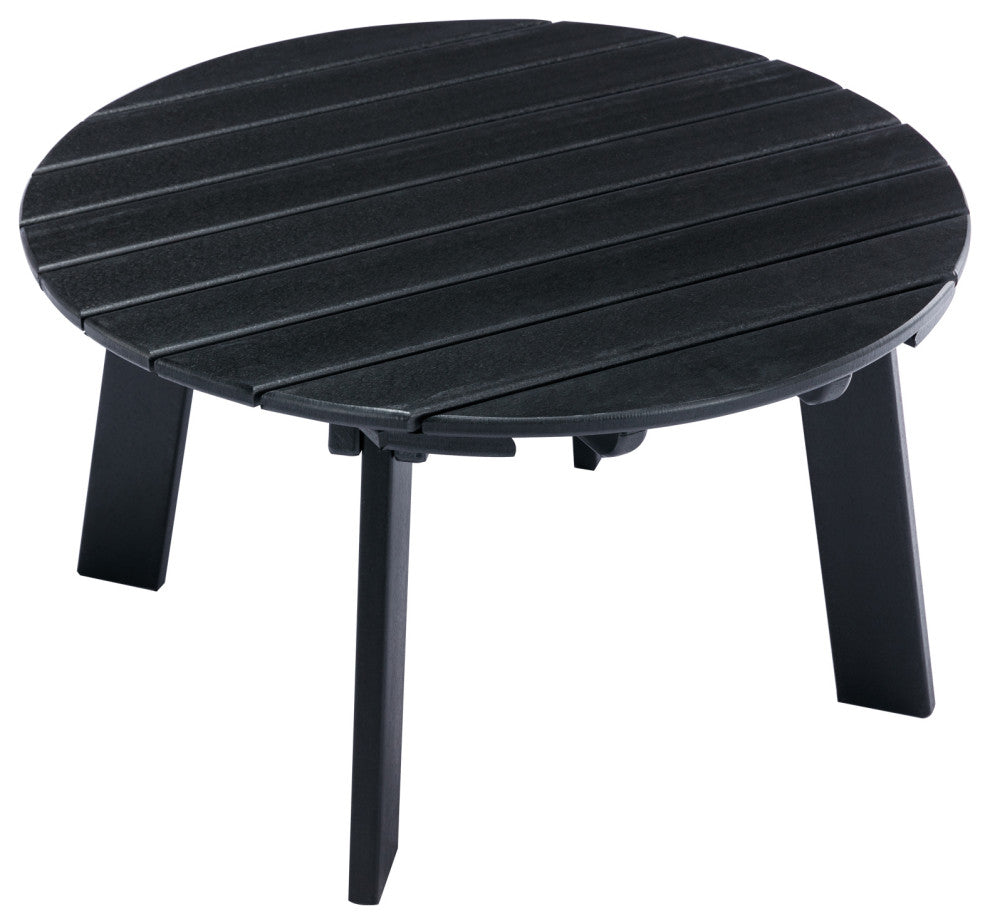 32''D Patio Outdoor Round Coffee Tables, Adirondack Table, Black