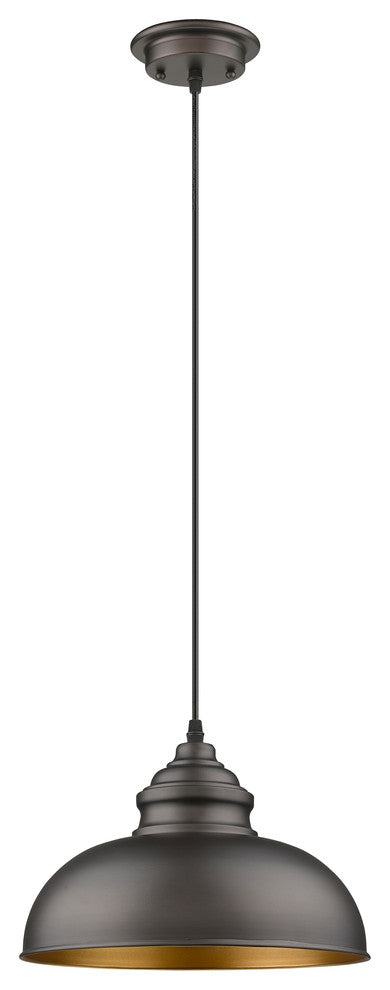 Ironclad 1-Light Rubbed Bronze Ceiling Mini Pendant 12"