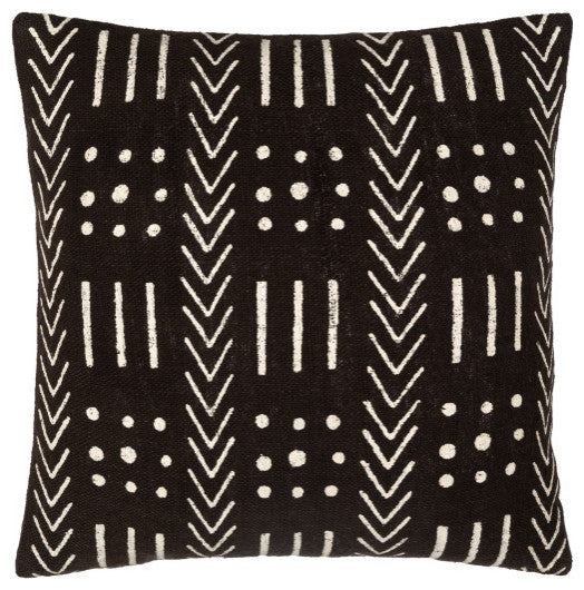 Surya Malian Pillow Shell With Polyester Insert 18"H X 18"W (Black)