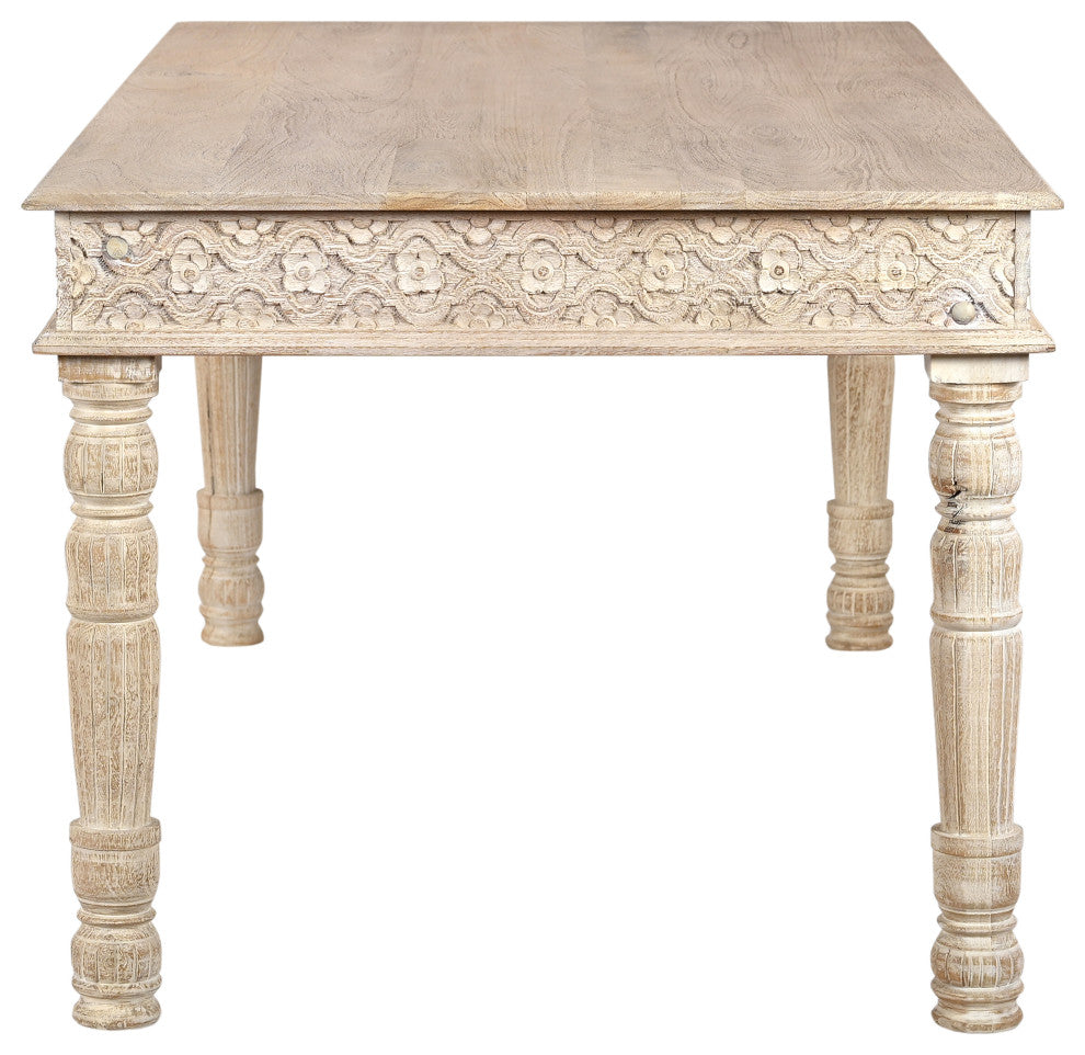 Wiley Carved Dining Table, White, 72" W