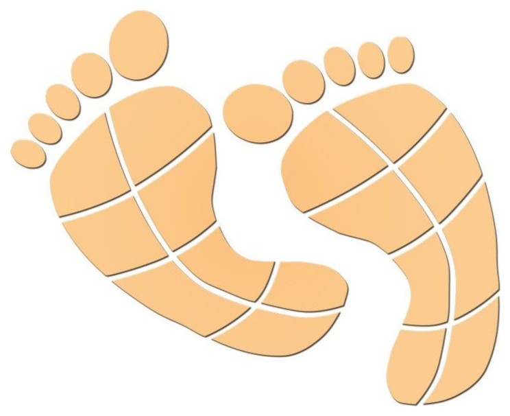 Footprints Pair Ceramic Swimming Pool Mosaic 10", Tan