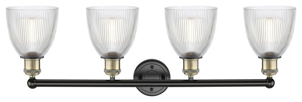 Castile 4-Light 33" Bath Vanity Light, Black Antique Brass Finish, Clear Shade