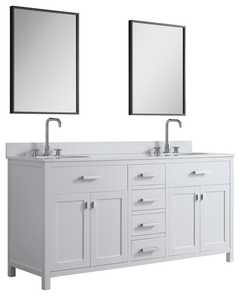 London 71-in White Bathroom Vanity Base Cabinet Without Top