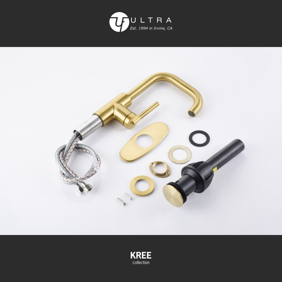 Ultra Faucets UF3070X Single Handle Bathroom Faucet, Brushed Gold