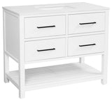 Hudson 42" Vanity, White, Engineered Marble