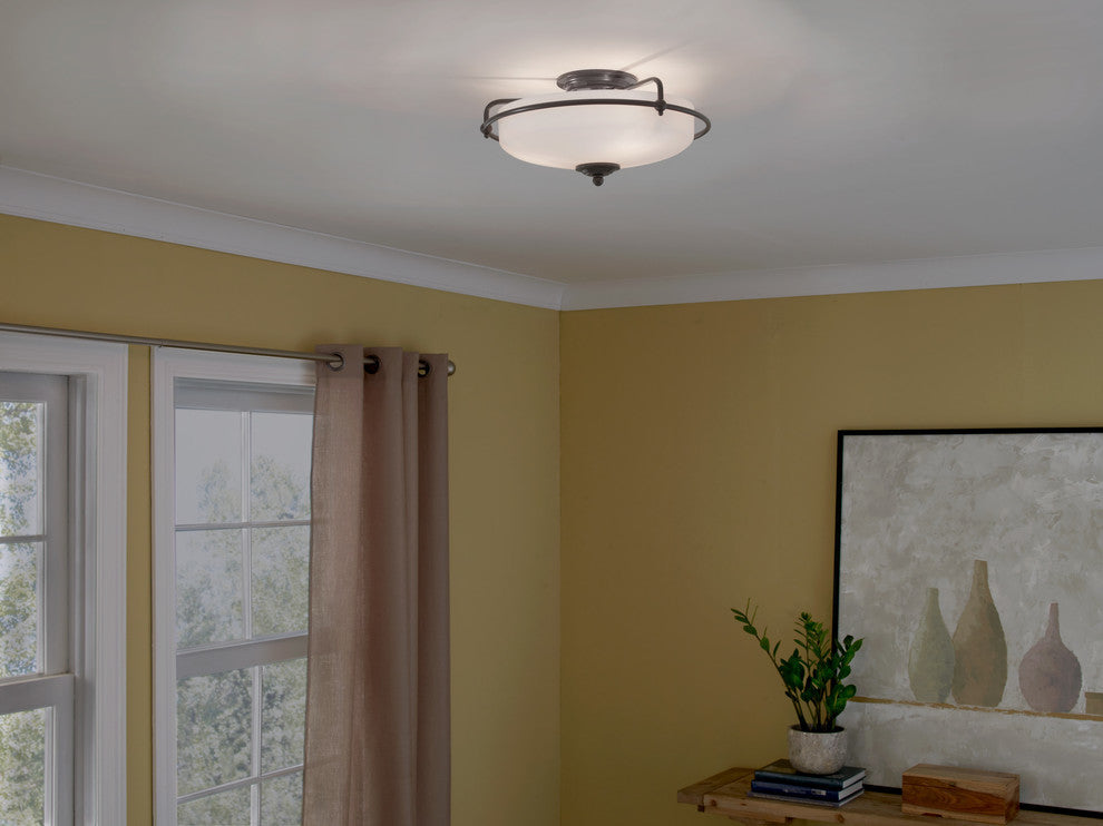 Quoizel GF1617PN Three Light Flush Mount Griffin Palladian Bronze