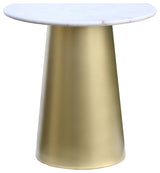 Sorrento End Table, Marble Top, Brushed Gold Metal Base