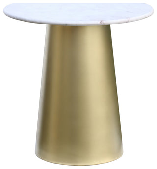 Sorrento End Table, Marble Top, Brushed Gold Metal Base