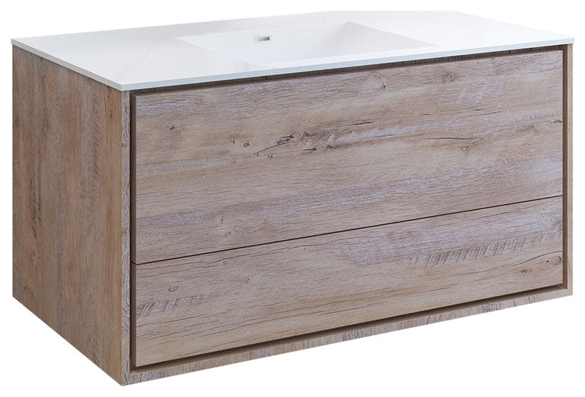 Fresca Catania 48" Natural Wood Wall Hung Cabinet With Integrated Sink