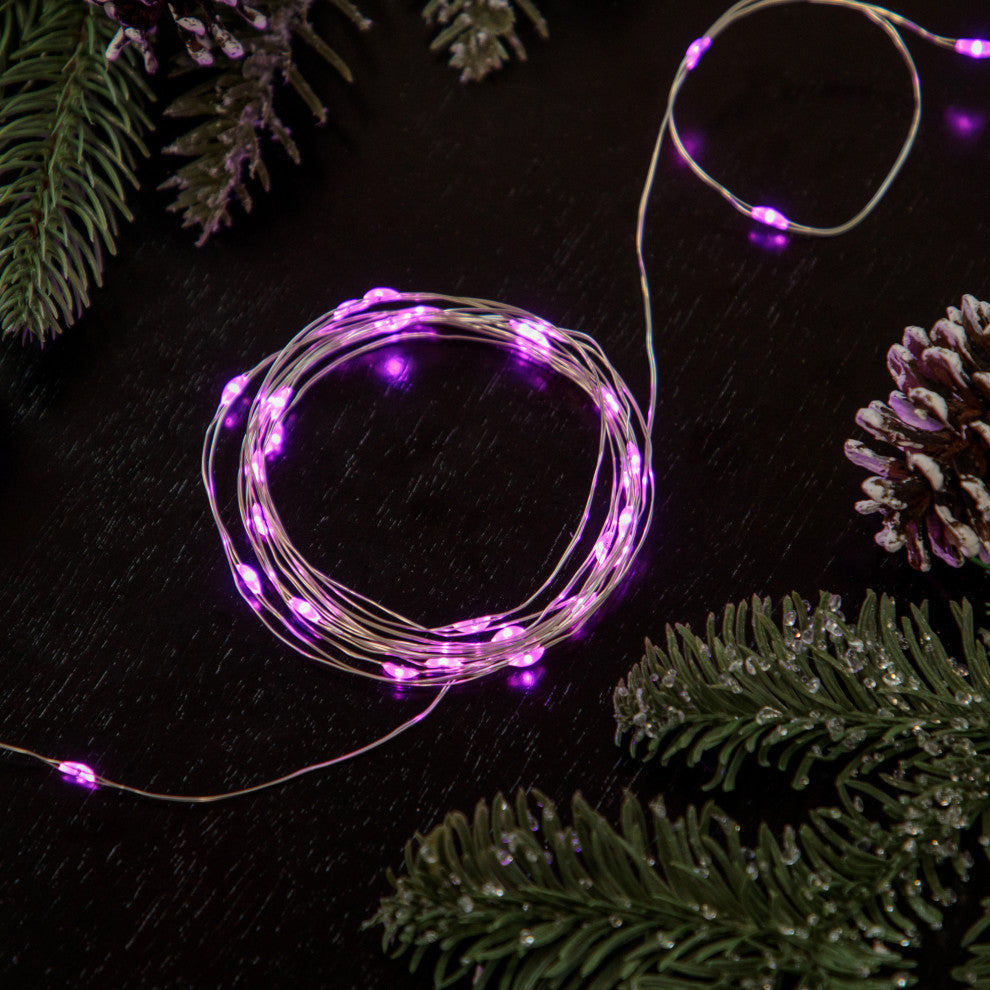 20-Count Pink LED Micro Fairy Lights, 6' Copper Wire