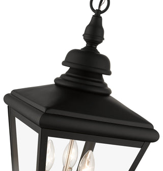 3 Light Black Outdoor Large Pendant Lantern, Brushed Nickel