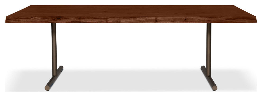 Brooks Dining Table, T Base, 40"x79", Americano Top, Brass Base