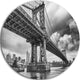 Manhattan Bridge In Gray Shade, Cityscape Photo Disc Metal Artwork, 11"