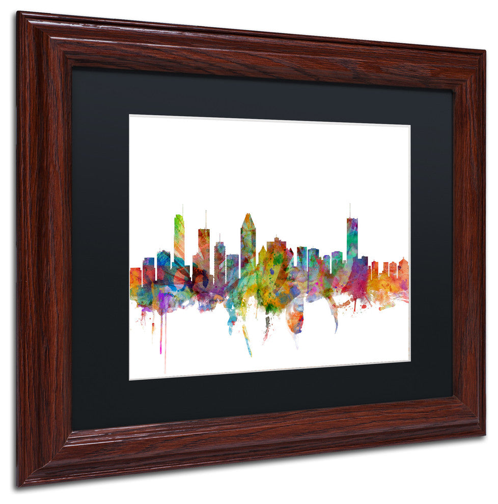 "Montreal, Canada Skyline" Matted Framed Canvas Art by Michael Tompsett