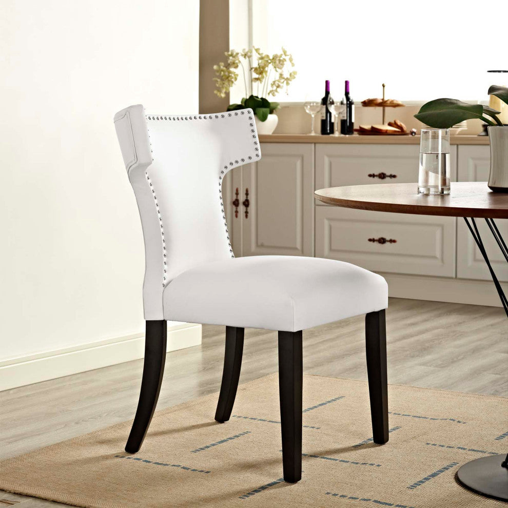 Curve Faux Leather Dining Chair, White