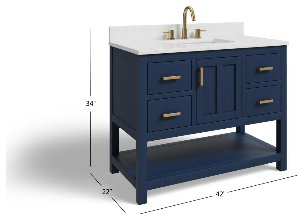The Felipe Bathroom Vanity, Blue, 42", Single Sink, Freestanding