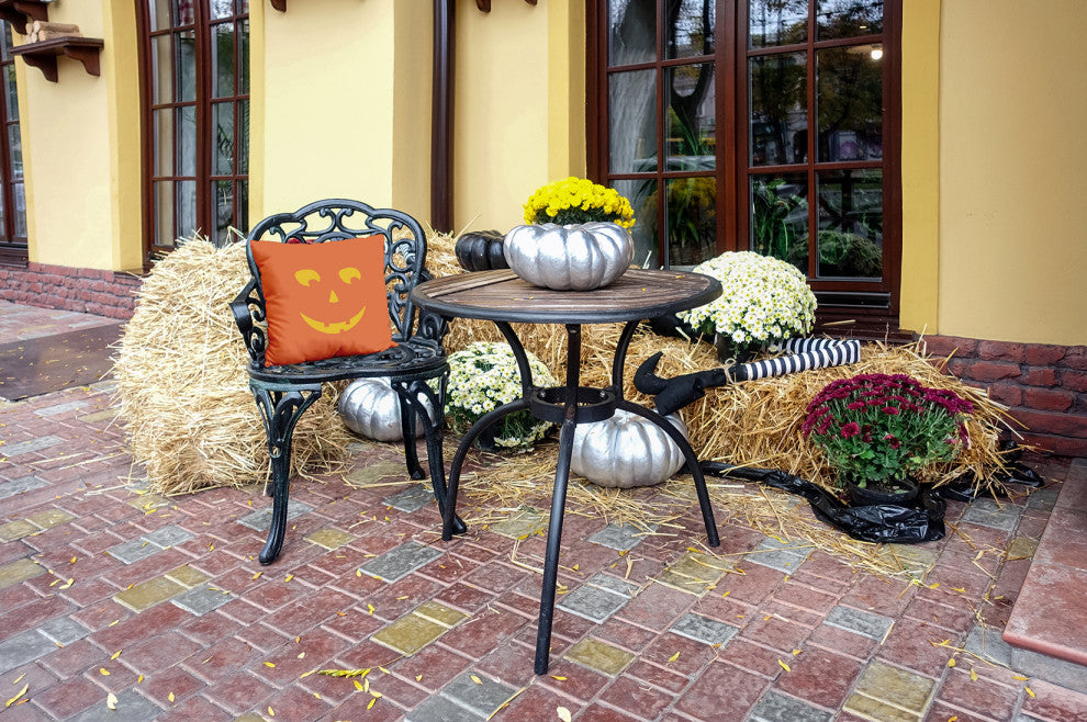 Halloween JackoLanternRight Indoor/Outdoor Throw Pillow, Nutmeg, 18"x18"