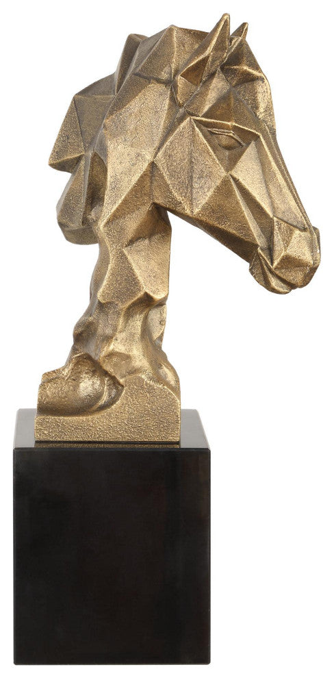 Uttermost 18185 Chiseled Horse Bust 13-1/4" Tall Marble and Resin - Black /