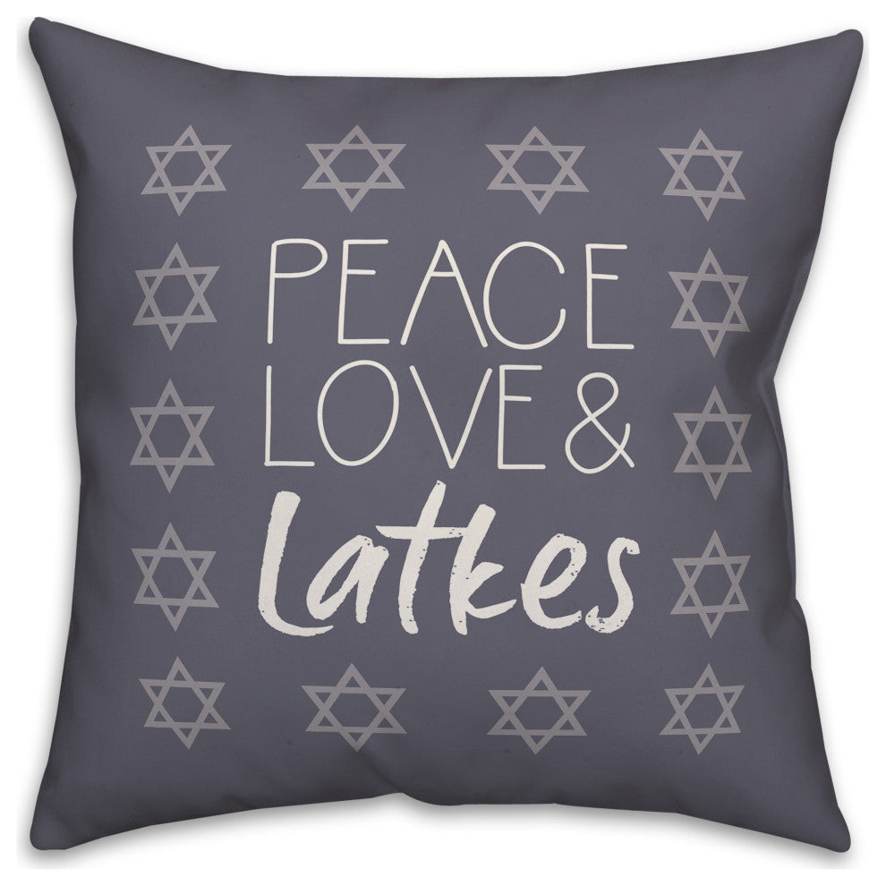 Peace Love Latkes 16"x16" Throw Pillow Cover