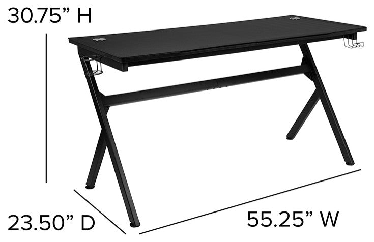 Gaming Desk and Gray Footrest Reclining Chair Set