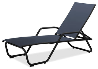 Gardenella Sling 4-Position Chaise, Textured Black, Augustine Denim