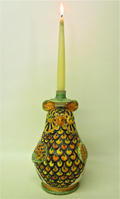 Puglia Ceramiche Monteforte 11" Owl Candlestick