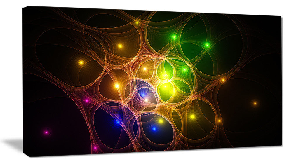 Yellow Fractal Space Circles, Abstract Canvas Art Print, 32x16