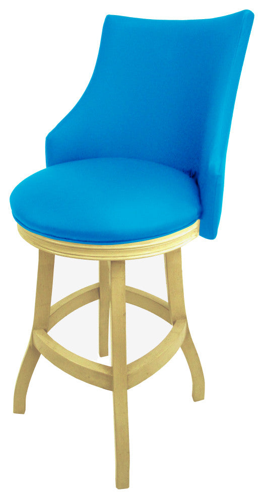 Swivel Wood Bar Stool 30", Bellissima, Carolina Blue, Beige