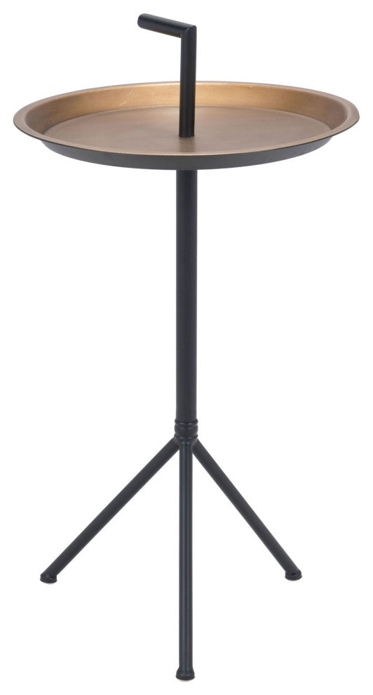Sofa Side Table, Round, Steel Metal, Gold, Black, Lounge Cafe Lobby Hospitality