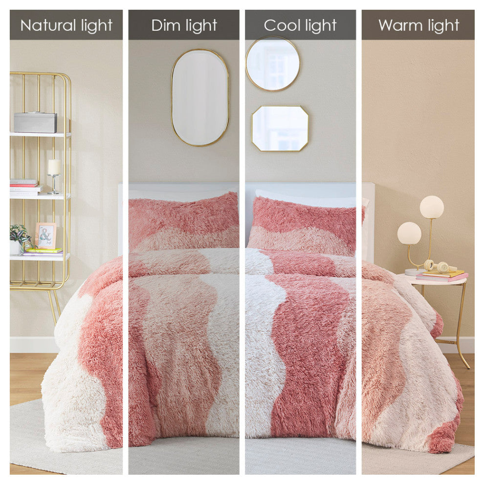 Intelligent Design Cassie Ombre Shaggy Faux Fur Duvet Cover Set