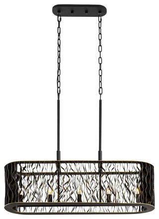 Estela 5-Lt Linear Pendant - Matte Black/French Gold