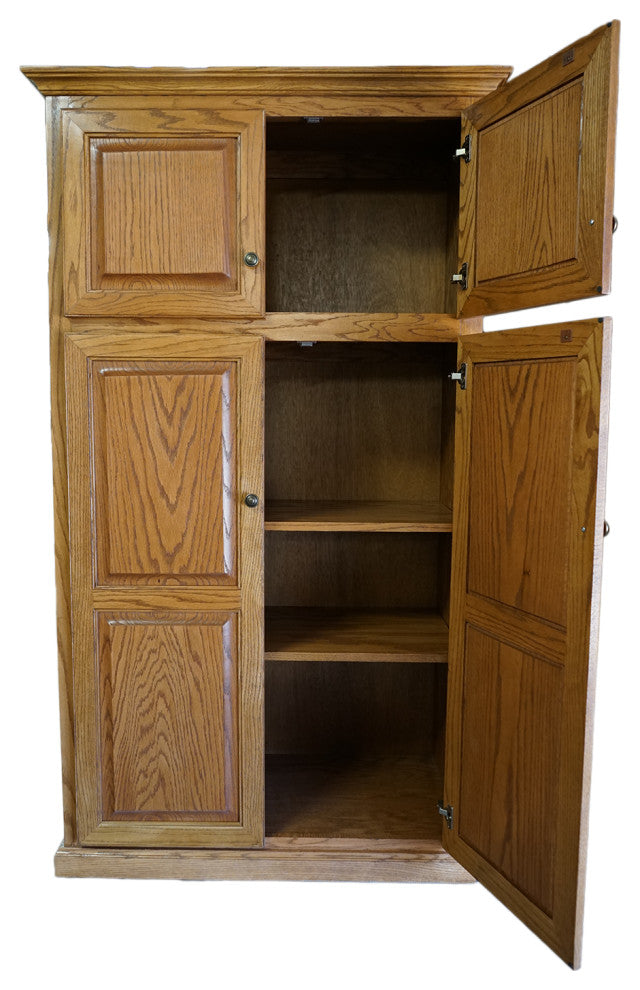 Oak Kitchen Pantry With upper Storage, Medium Oak