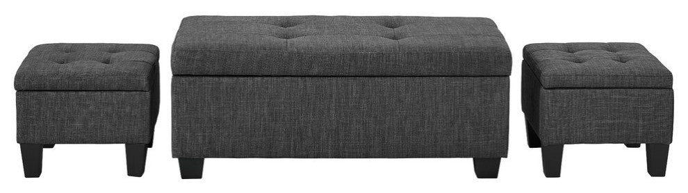 Everett 3-Pack Storage Ottoman, Charcoal