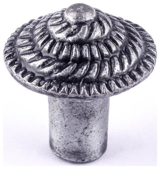 Round Iron Cabinet Knob Pewter Finish Fibonacci Design Cabinet Hardware