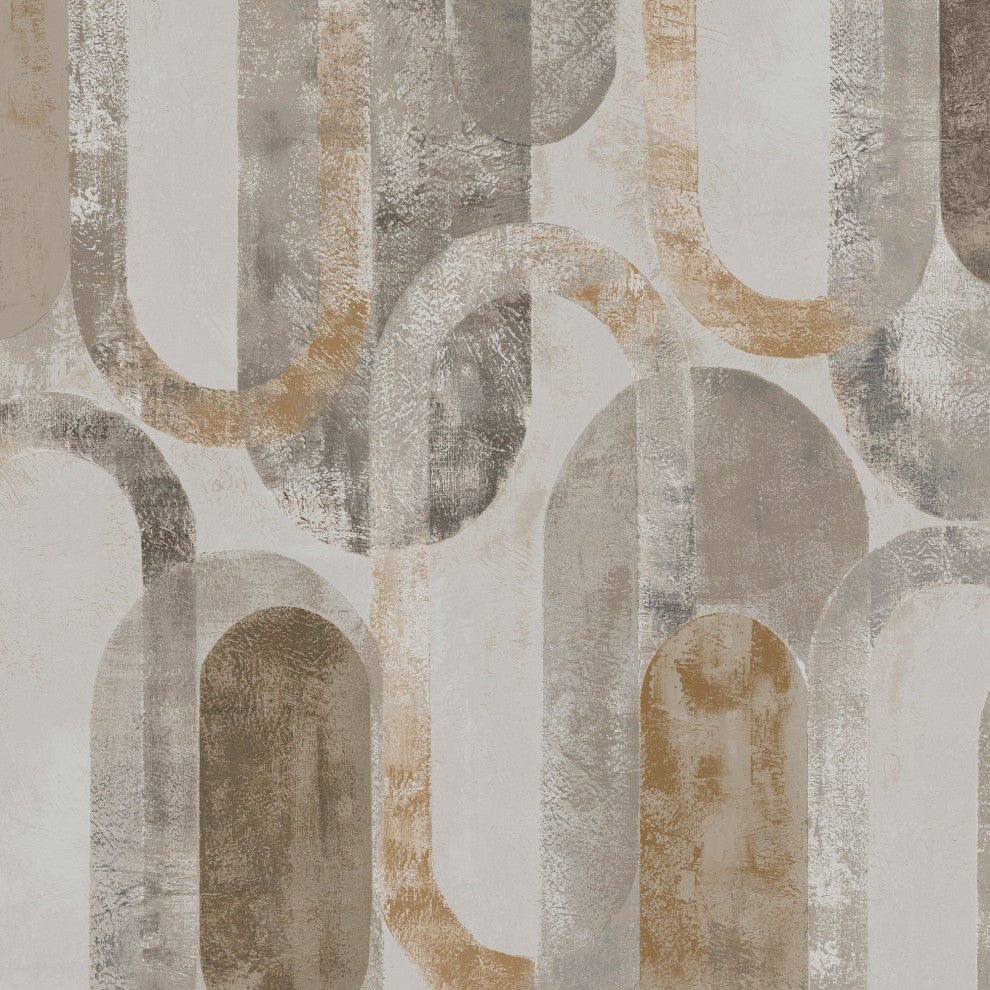 Sublime Oval Shapes Wallpaper, Gold