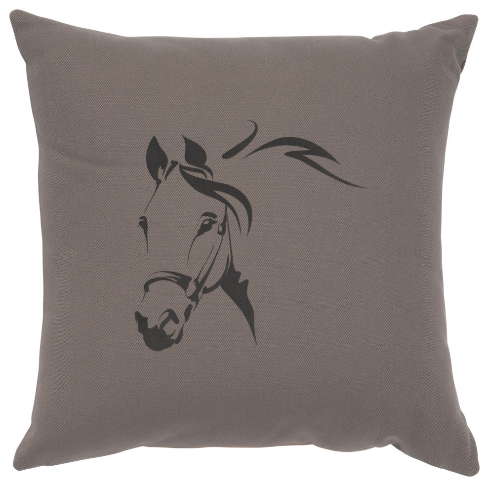 Image Pillow 16x16 Horse Profile Cotton Chrome