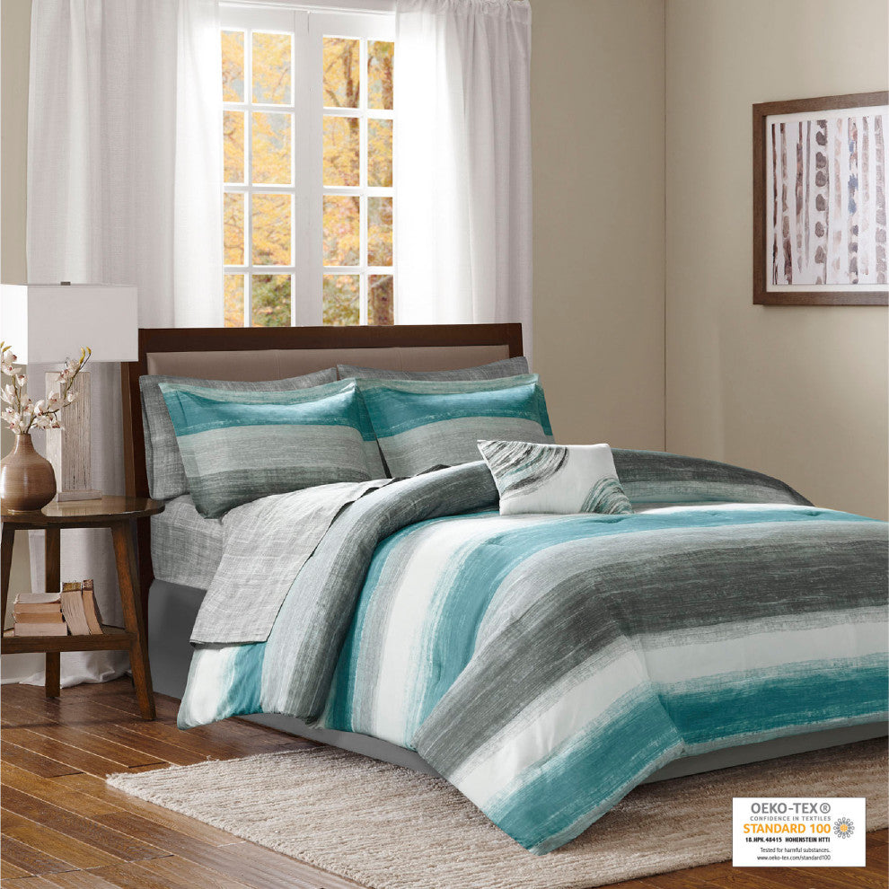 Madison Park Essentials Saben 9 Piece Comforter Set With Cotton Bed Sheets