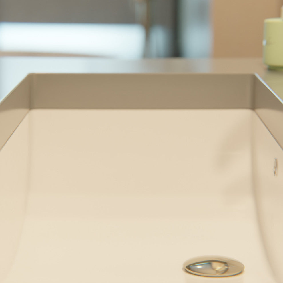 NP-U213907 ExtraWide Rectangle Undermount Porcelain Sink, Overflow Drain Options, Matte Black