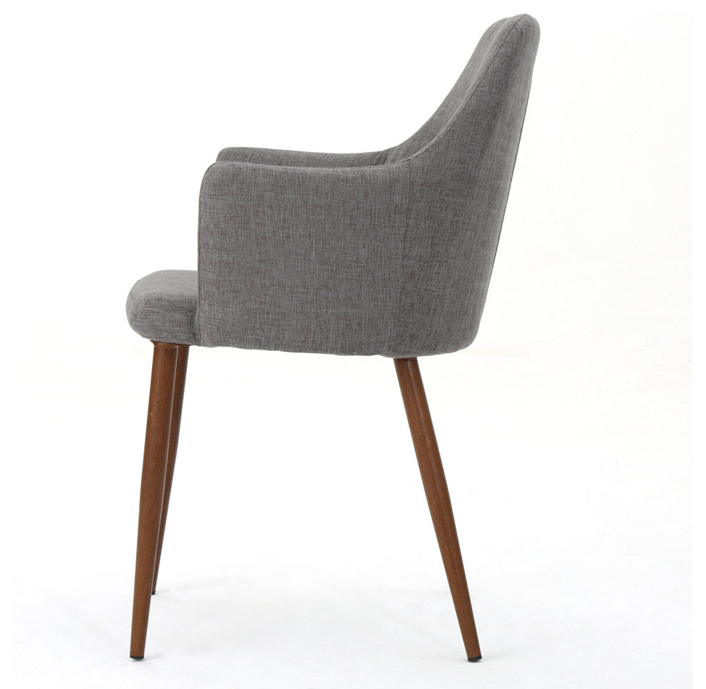 GDF Studio Serra Mid Century Fabric Dining Chairs, Set of 2, Light Gray/Dark Brown