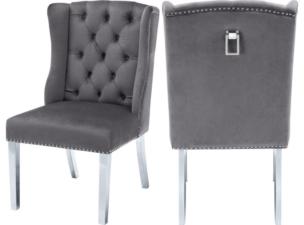 Suri Velvet Upholstered Dining Chair, Gray